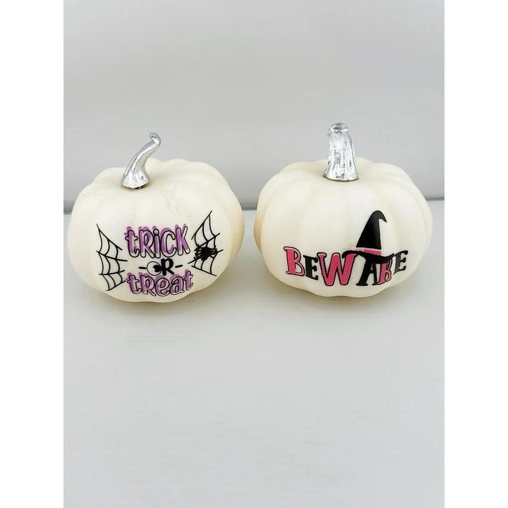 Halloween Summerween Pink Mini Pumpkin Set. Includes 4 Total